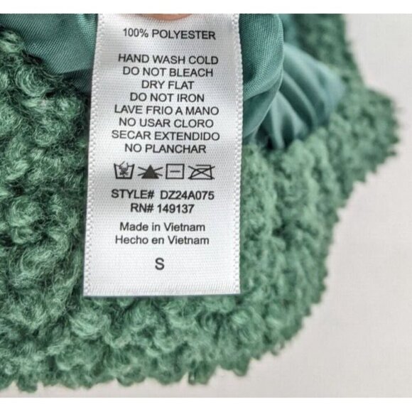 Ella Blue Women's Vest Size S Green Sherpa Fuzzy Textured Hood - Picture 15 of 16